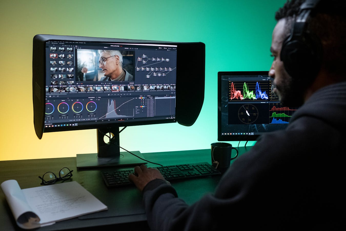 Creator editing short-form video clips on a laptop